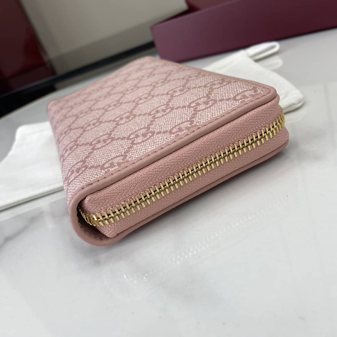 Gucci GG Emblem Light Pink Zip Around Wallet_4_164016 Gucci GG Emblem Light Pink Zip Around Wallet