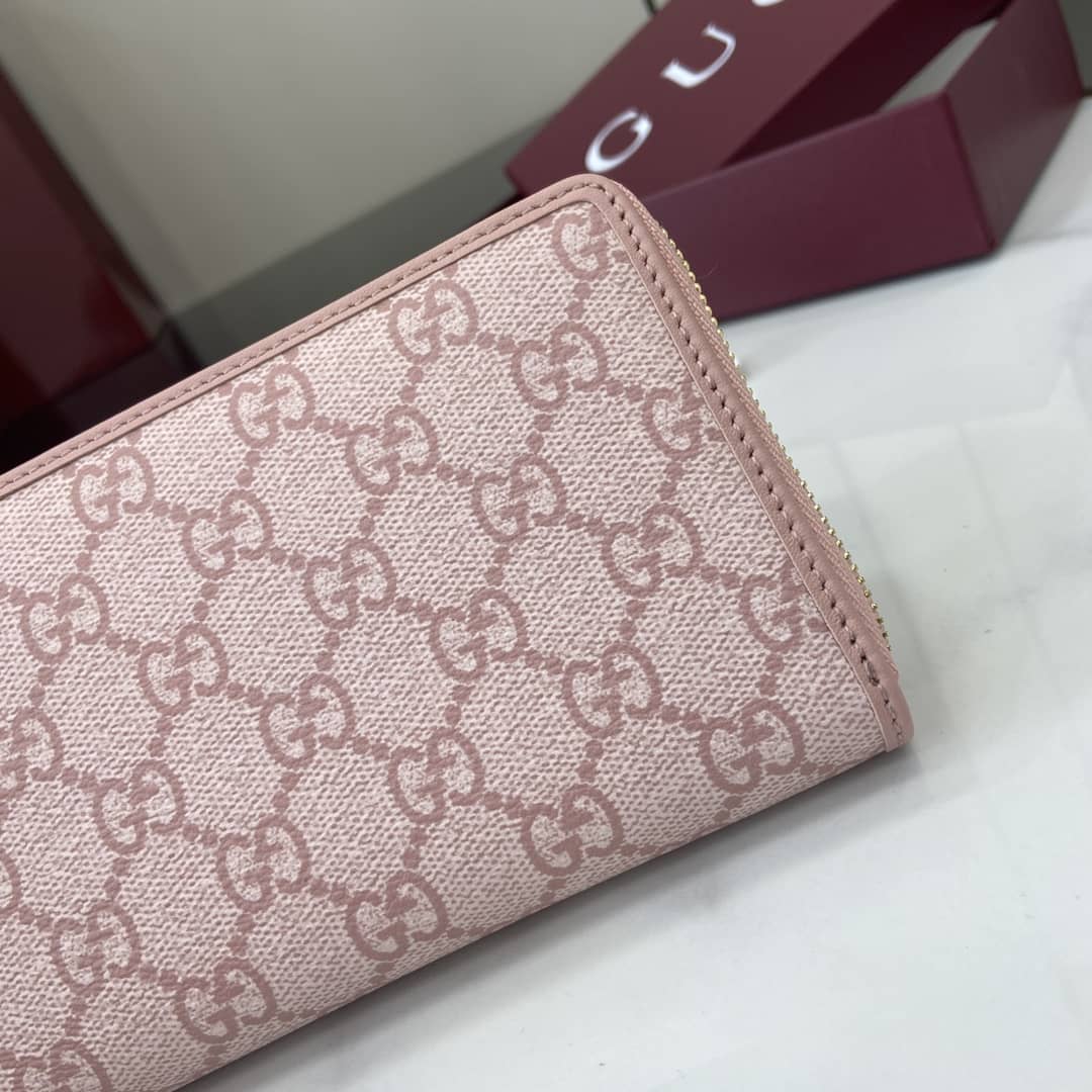 Gucci GG Emblem Light Pink Zip Around Wallet_5_164016 Gucci GG Emblem Light Pink Zip Around Wallet