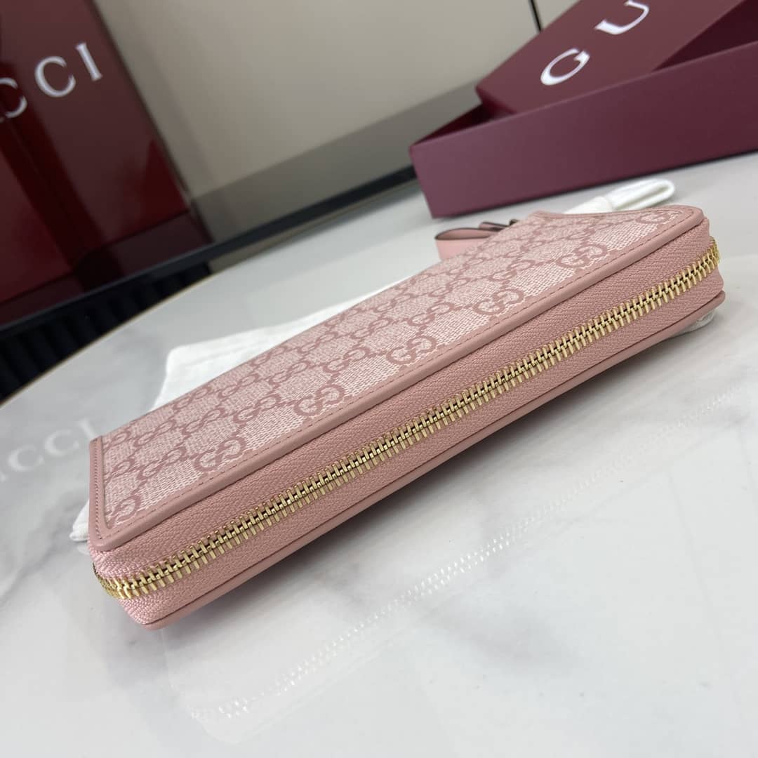 Gucci GG Emblem Light Pink Zip Around Wallet_6_164016 Gucci GG Emblem Light Pink Zip Around Wallet