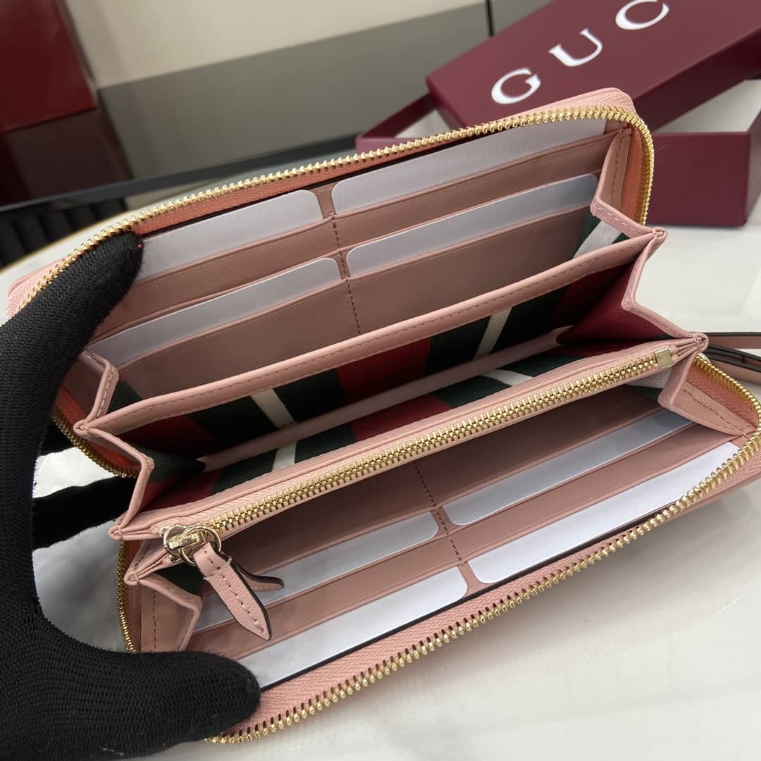 Gucci GG Emblem Light Pink Zip Around Wallet_8_164016 Gucci GG Emblem Light Pink Zip Around Wallet