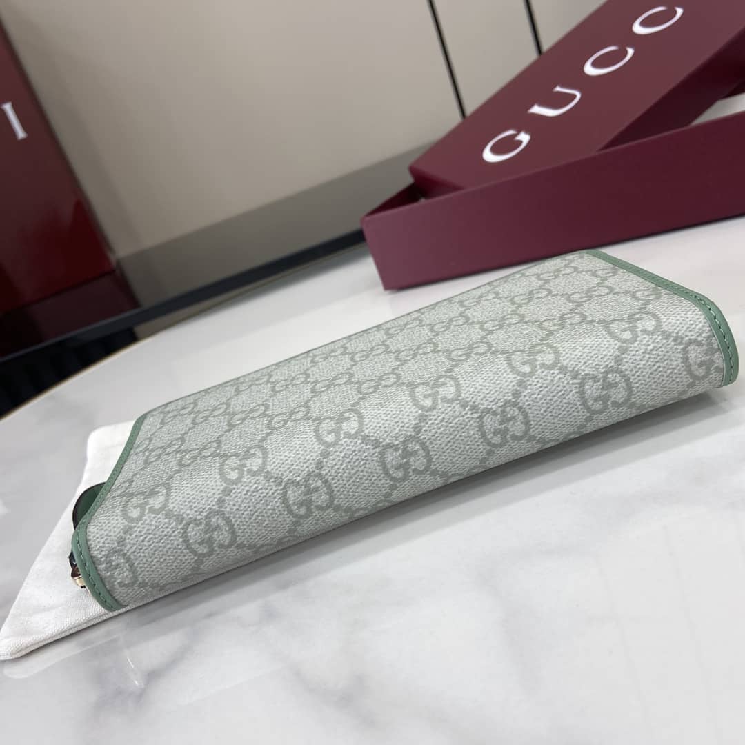 Gucci GG Emblem Grey Green Zip Around Wallet_4_164026 Gucci GG Emblem Grey Green Zip Around Wallet
