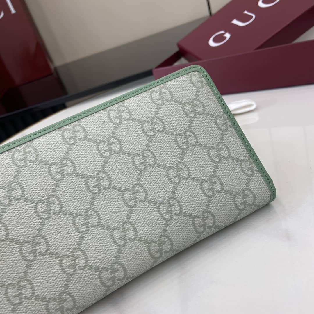 Gucci GG Emblem Grey Green Zip Around Wallet_5_164026 Gucci GG Emblem Grey Green Zip Around Wallet