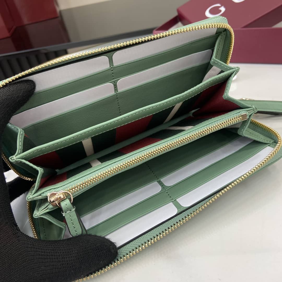 Gucci GG Emblem Grey Green Zip Around Wallet_7_164026 Gucci GG Emblem Grey Green Zip Around Wallet