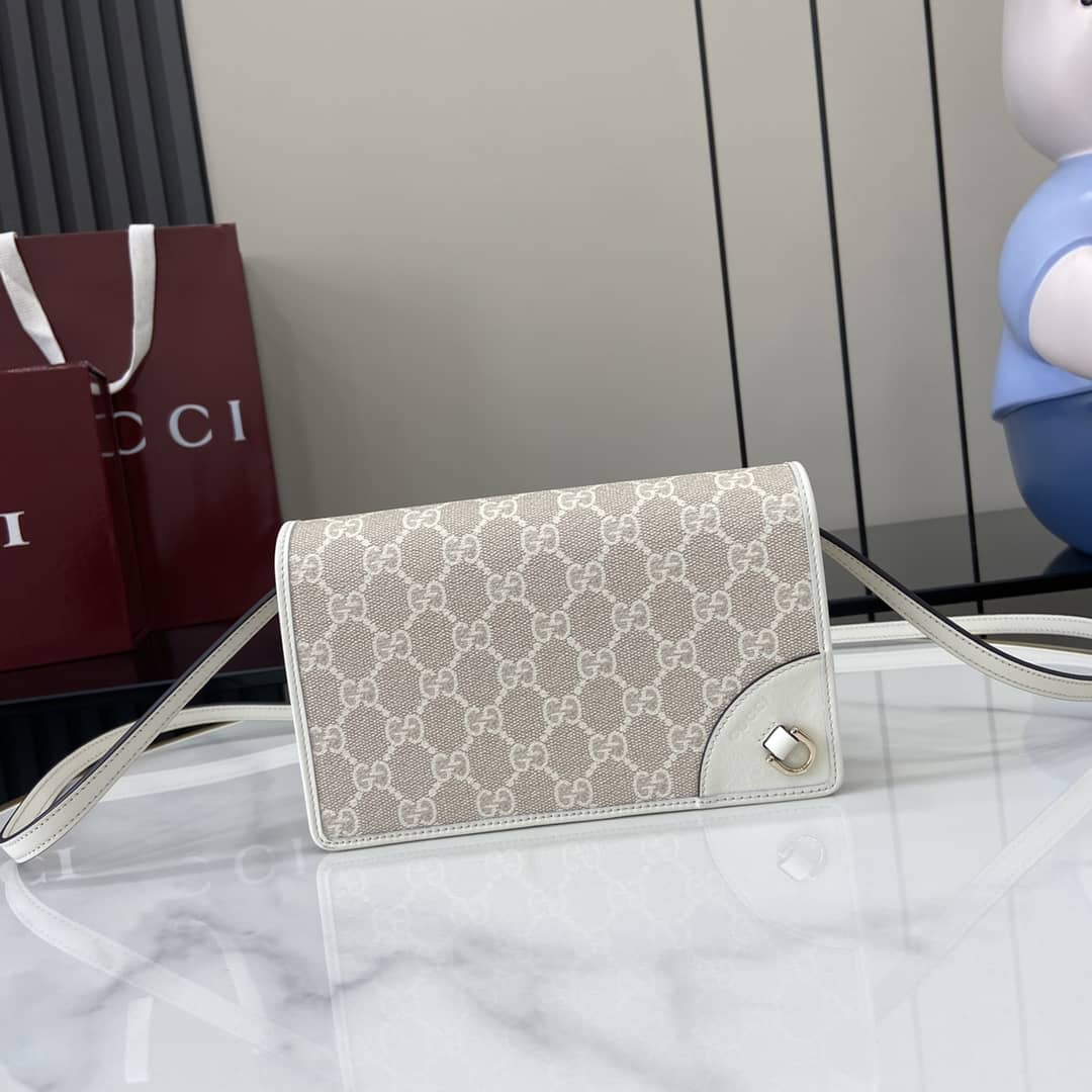 Gucci GG Emblem Beige White Wallet with Leather Strap_10_164036 Gucci GG Emblem Beige White Wallet with Leather Strap
