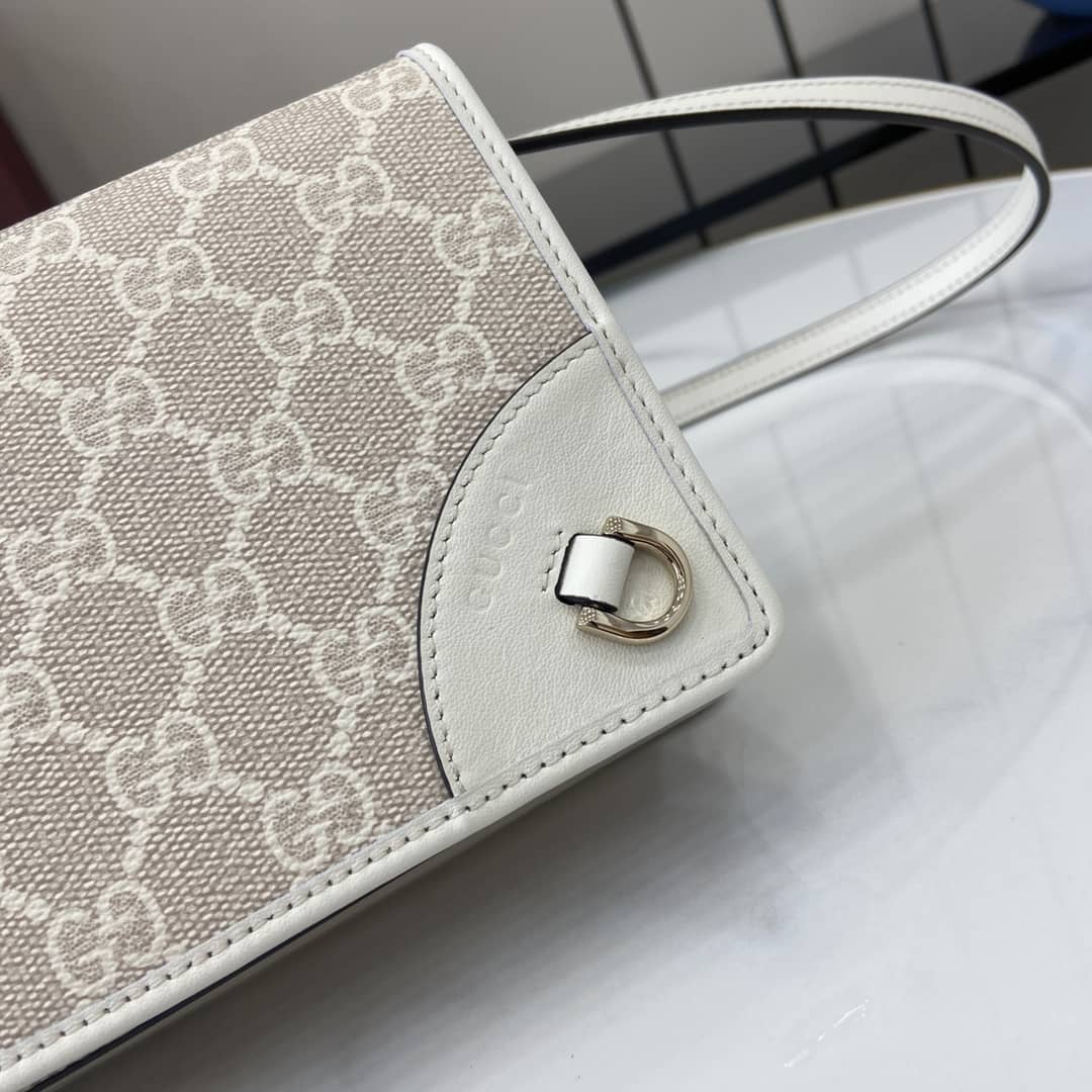 Gucci GG Emblem Beige White Wallet with Leather Strap_5_164036 Gucci GG Emblem Beige White Wallet with Leather Strap
