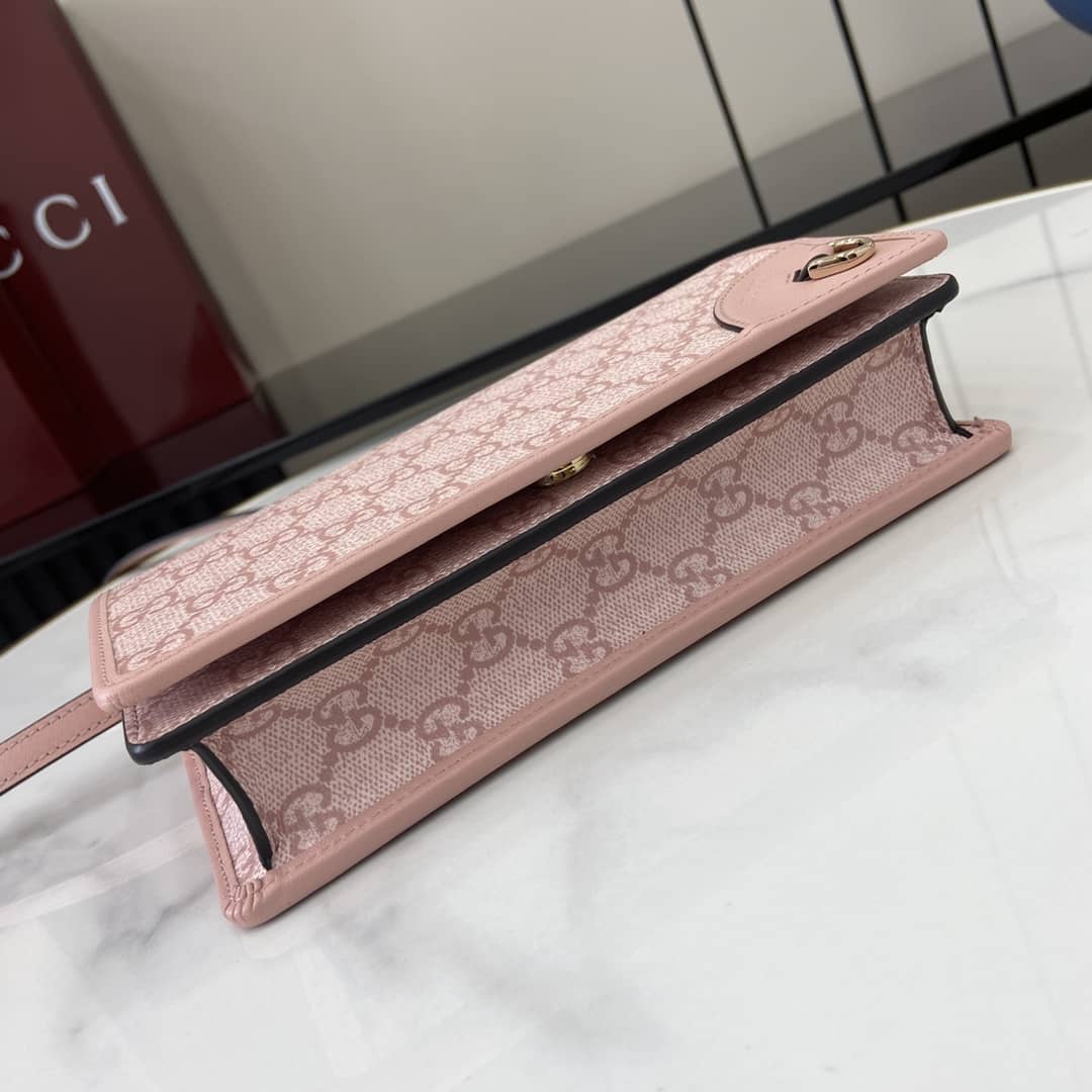 Gucci GG Emblem Light Pink Wallet with Leather Strap_3_164046 Gucci GG Emblem Light Pink Wallet with Leather Strap