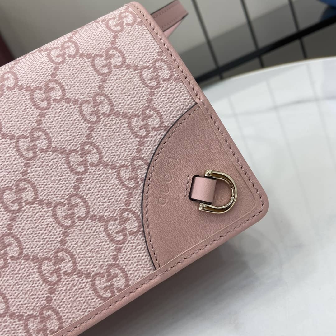 Gucci GG Emblem Light Pink Wallet with Leather Strap_5_164046 Gucci GG Emblem Light Pink Wallet with Leather Strap