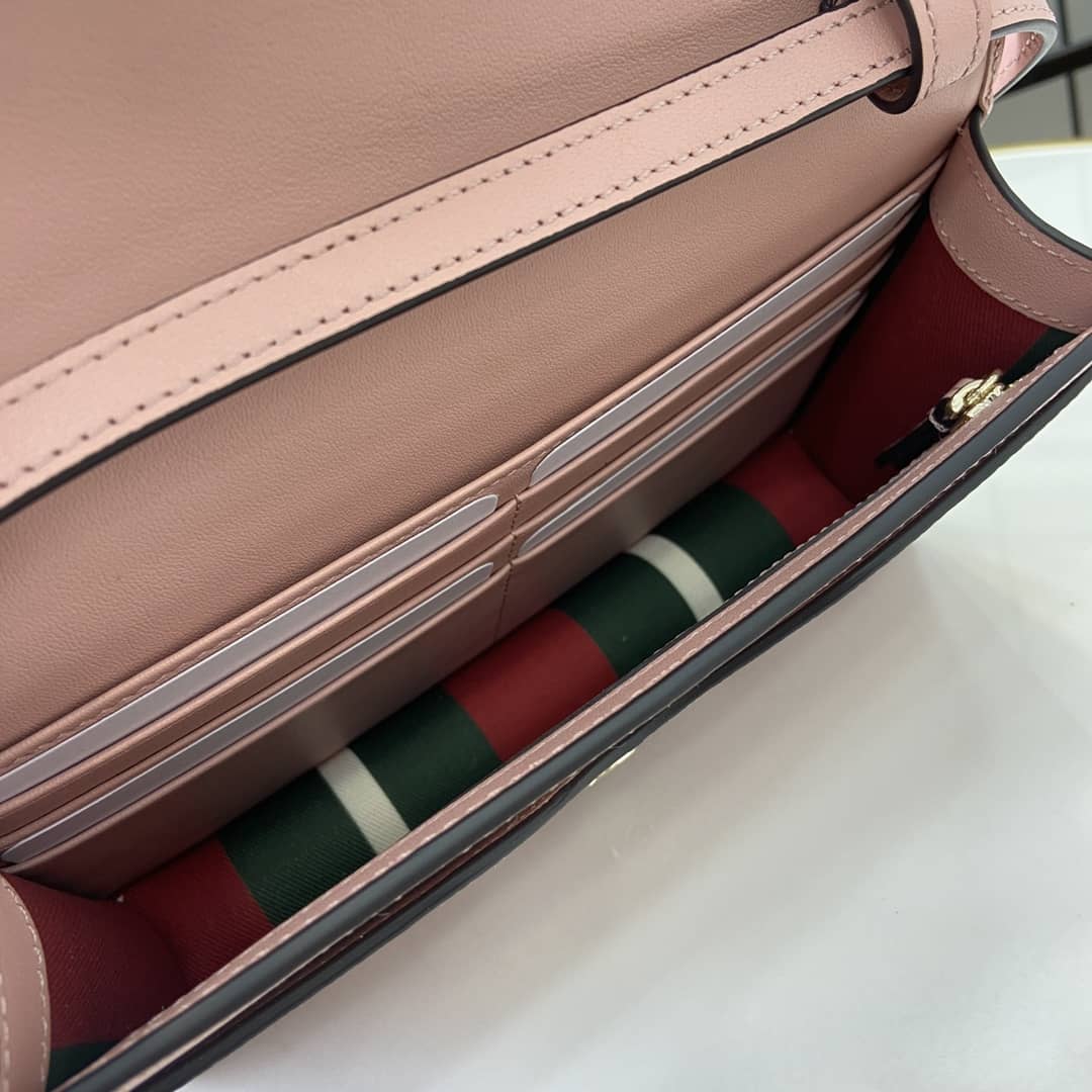 Gucci GG Emblem Light Pink Wallet with Leather Strap_8_164046 Gucci GG Emblem Light Pink Wallet with Leather Strap