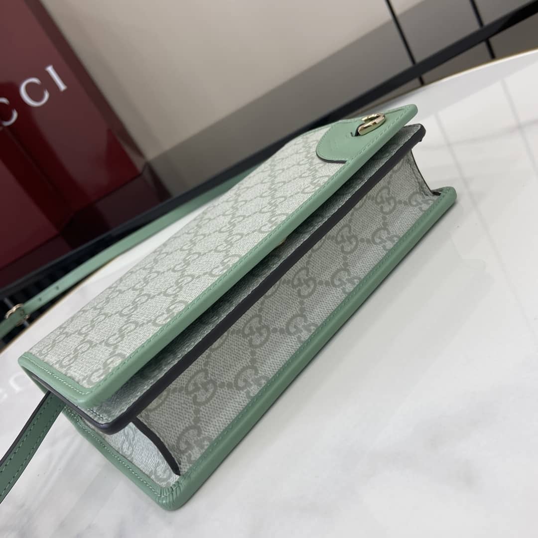 Gucci GG Emblem Grey Green Wallet with Leather Strap_4_164056 Gucci GG Emblem Grey Green Wallet with Leather Strap