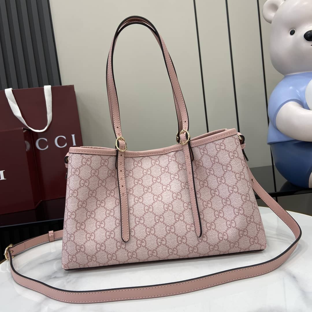 Gucci GG Emblem Medium Pink Tote Bag 815214_1_164086 Gucci GG Emblem Medium Pink Tote Bag 815214
