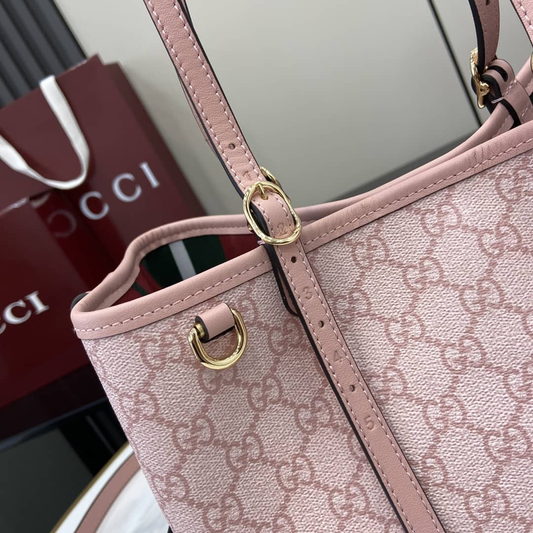 Gucci GG Emblem Medium Pink Tote Bag 815214_4_164086 Gucci GG Emblem Medium Pink Tote Bag 815214