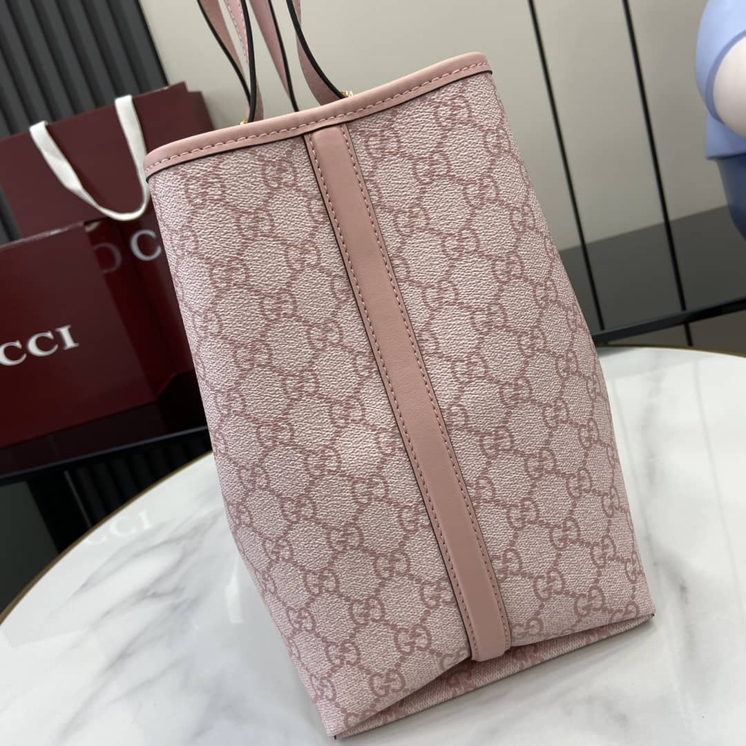 Gucci GG Emblem Medium Pink Tote Bag 815214_5_164086 Gucci GG Emblem Medium Pink Tote Bag 815214
