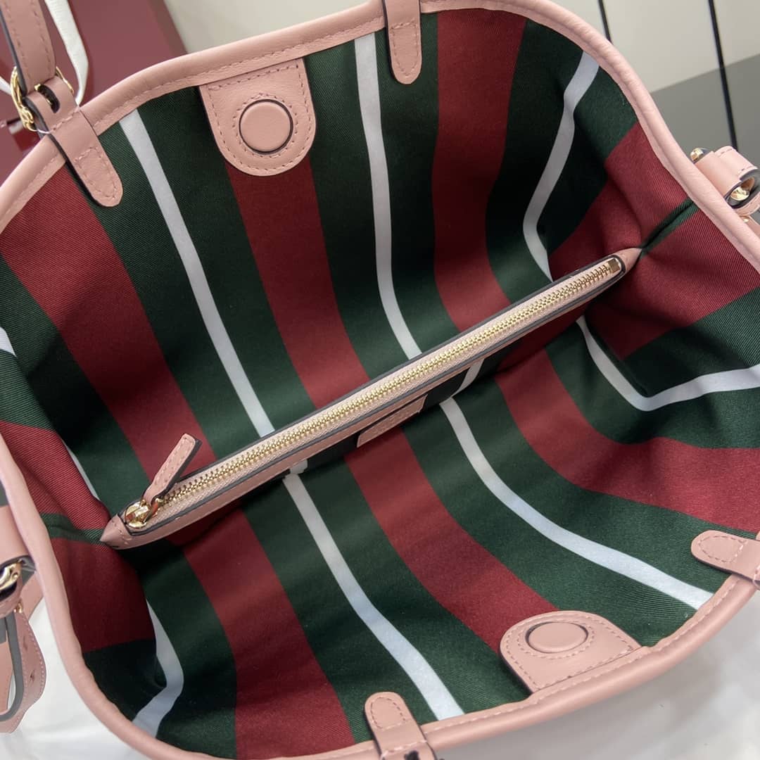 Gucci GG Emblem Medium Pink Tote Bag 815214_7_164086 Gucci GG Emblem Medium Pink Tote Bag 815214