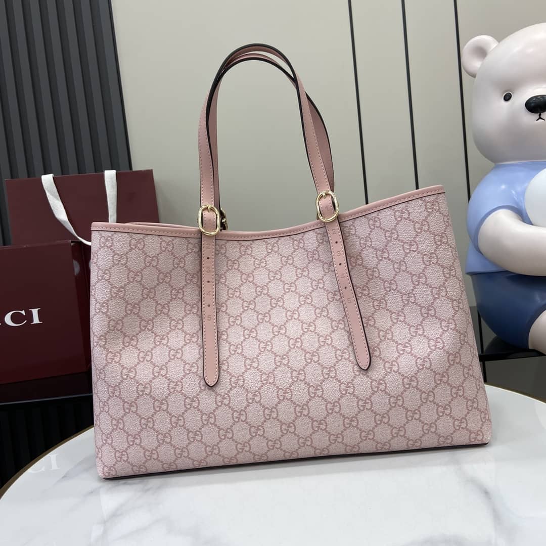 Gucci GG Emblem Large Pink Tote Bag 815213_1_164096 Gucci GG Emblem Large Pink Tote Bag 815213