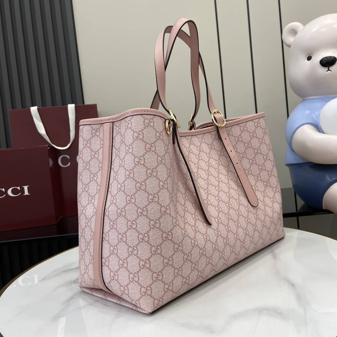 Gucci GG Emblem Large Pink Tote Bag 815213_2_164096 Gucci GG Emblem Large Pink Tote Bag 815213