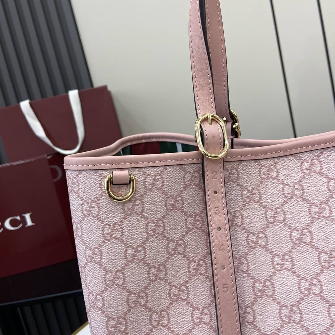 Gucci GG Emblem Large Pink Tote Bag 815213_4_164096 Gucci GG Emblem Large Pink Tote Bag 815213