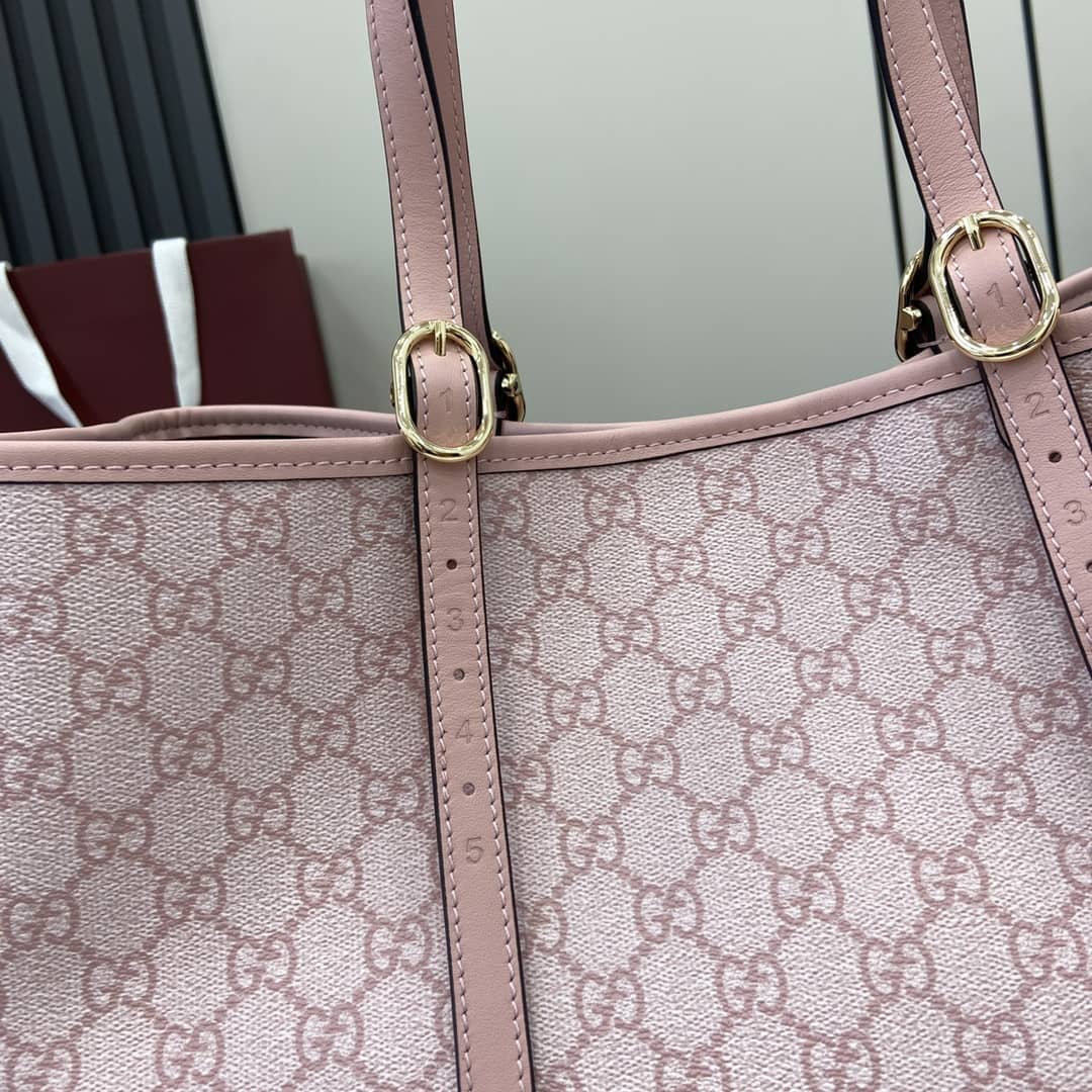 Gucci GG Emblem Large Pink Tote Bag 815213_5_164096 Gucci GG Emblem Large Pink Tote Bag 815213