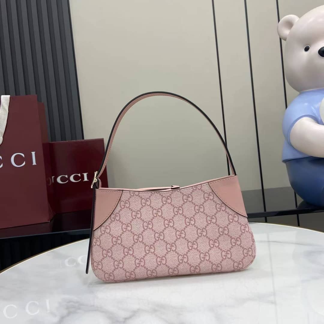 Gucci GG Emblem Small Pink Shoulder Bag 820696_1_164106 Gucci GG Emblem Small Pink Shoulder Bag 820696