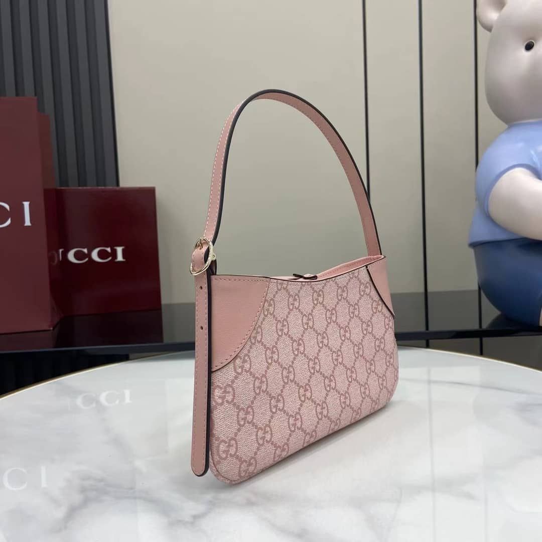 Gucci GG Emblem Small Pink Shoulder Bag 820696_2_164106 Gucci GG Emblem Small Pink Shoulder Bag 820696