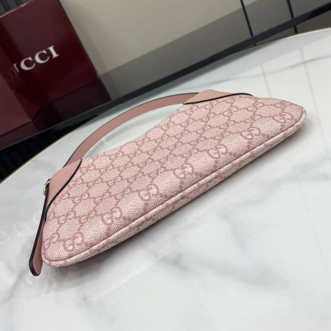Gucci GG Emblem Small Pink Shoulder Bag 820696_3_164106 Gucci GG Emblem Small Pink Shoulder Bag 820696
