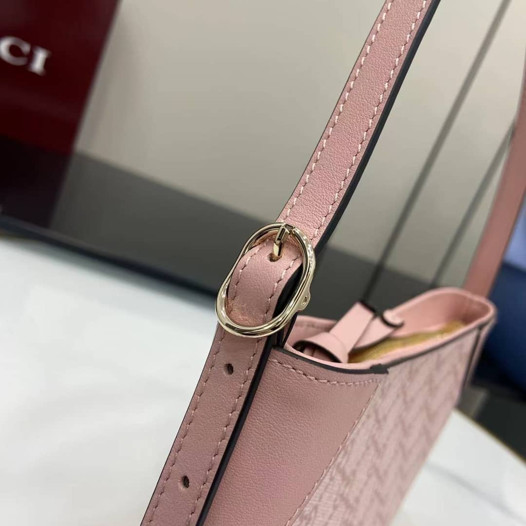 Gucci GG Emblem Small Pink Shoulder Bag 820696_4_164106 Gucci GG Emblem Small Pink Shoulder Bag 820696