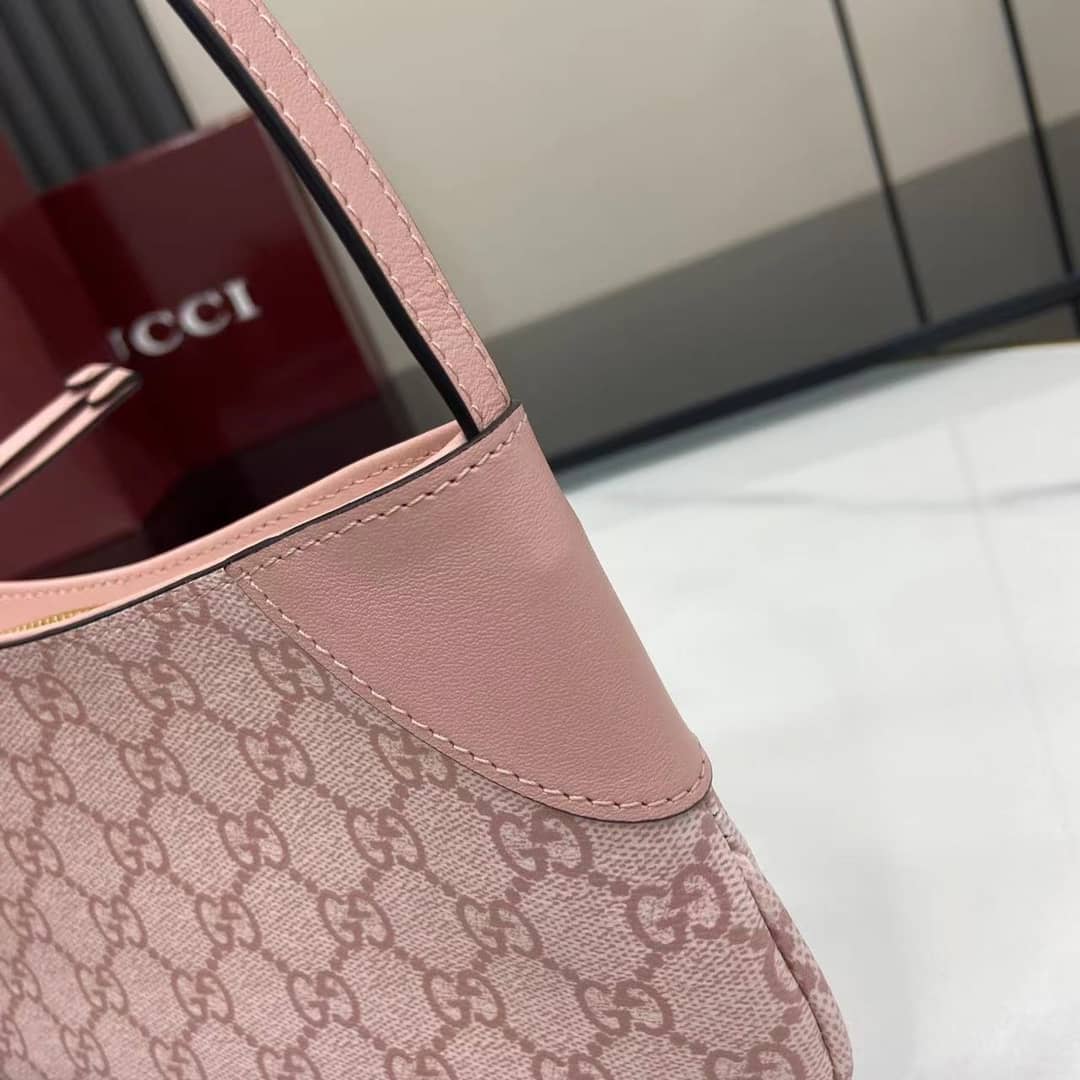 Gucci GG Emblem Small Pink Shoulder Bag 820696_5_164106 Gucci GG Emblem Small Pink Shoulder Bag 820696