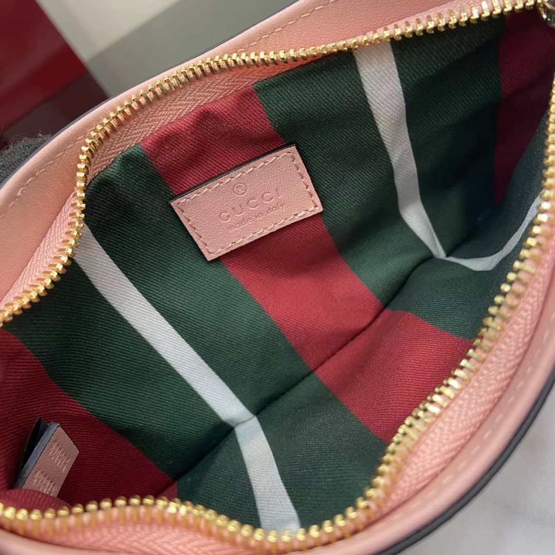 Gucci GG Emblem Small Pink Shoulder Bag 820696_7_164106 Gucci GG Emblem Small Pink Shoulder Bag 820696