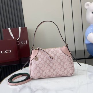 Gucci GG Emblem Small Pink Shoulder Bag 815218