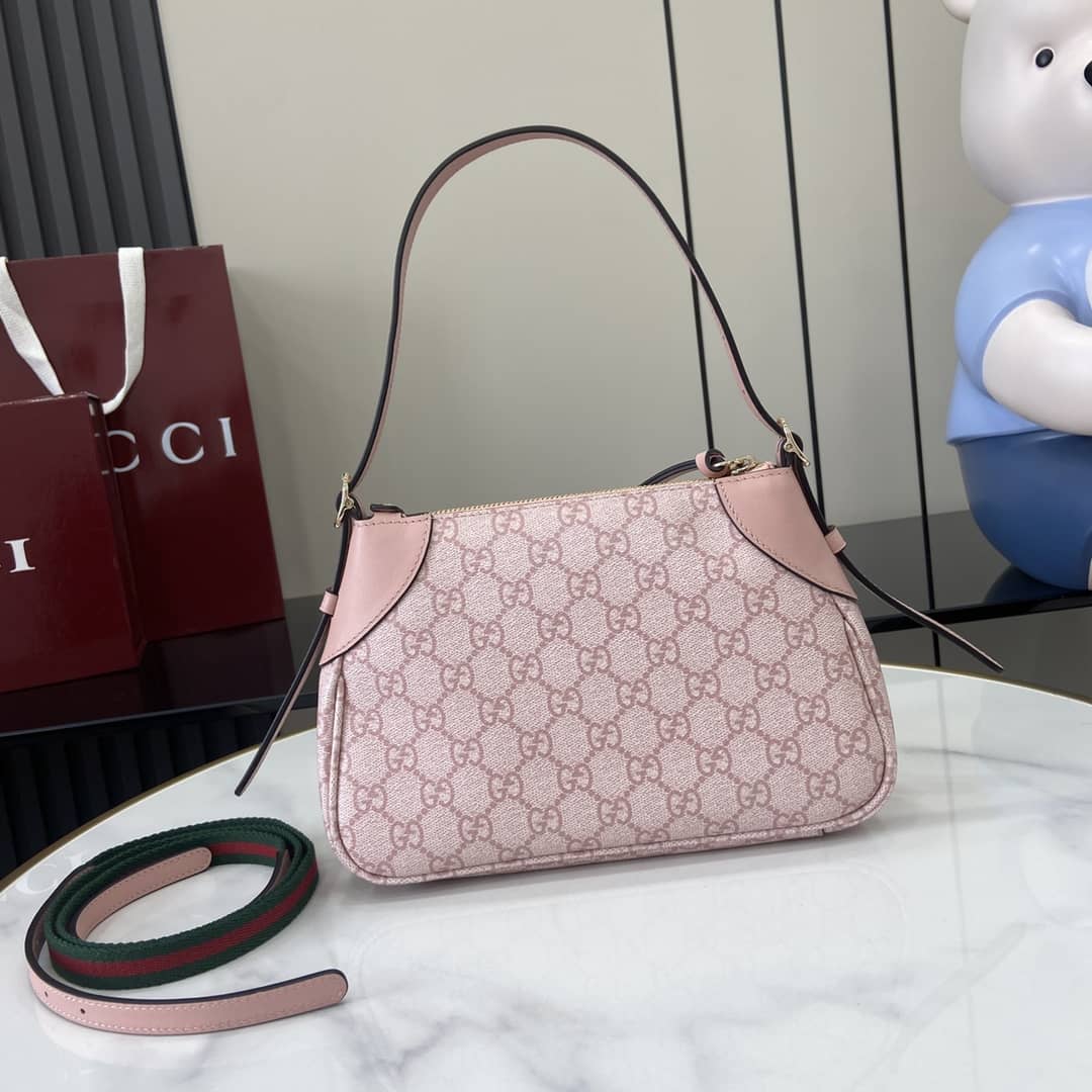 Gucci GG Emblem Small Pink Shoulder Bag 815218_1_164116 Gucci GG Emblem Small Pink Shoulder Bag 815218