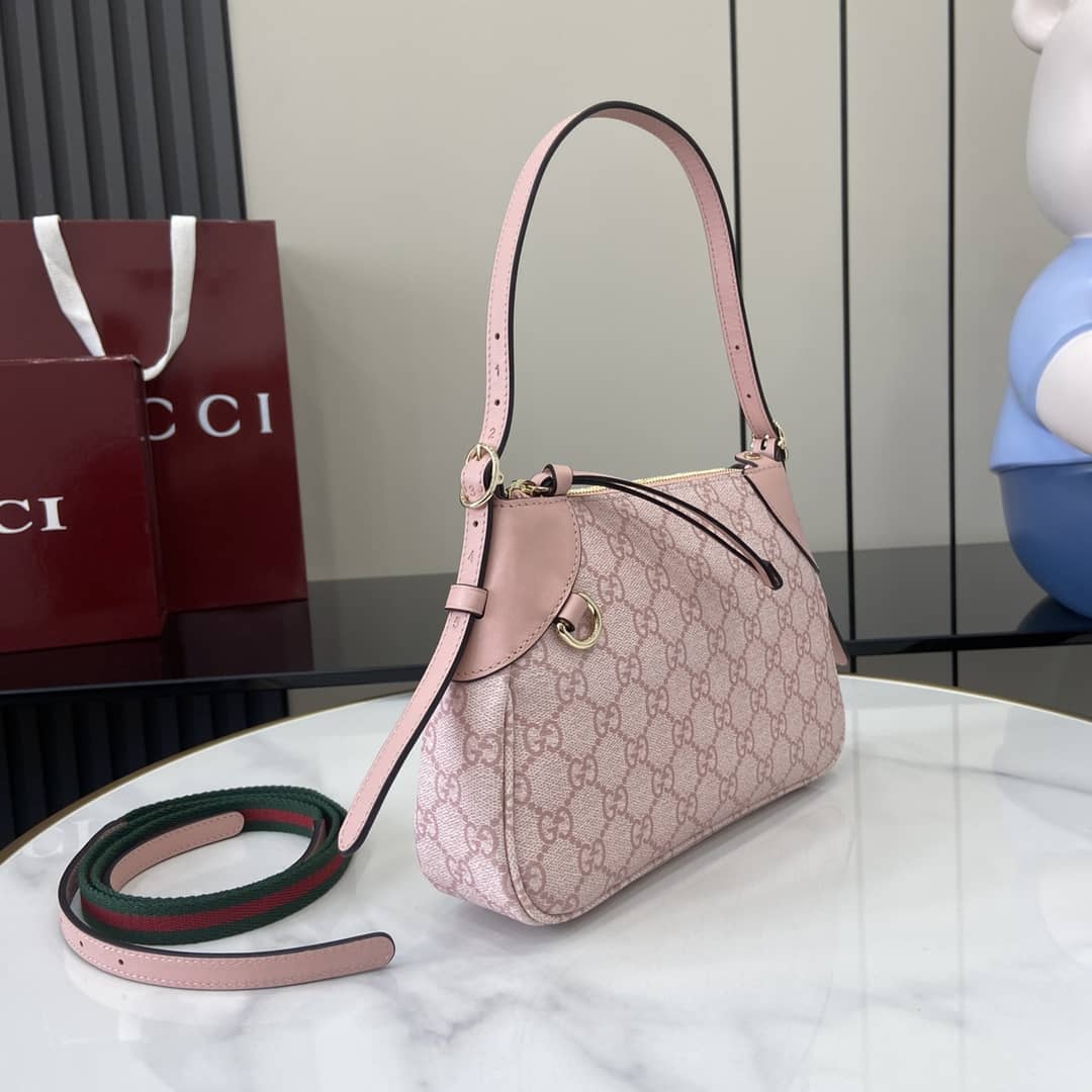 Gucci GG Emblem Small Pink Shoulder Bag 815218_2_164116 Gucci GG Emblem Small Pink Shoulder Bag 815218
