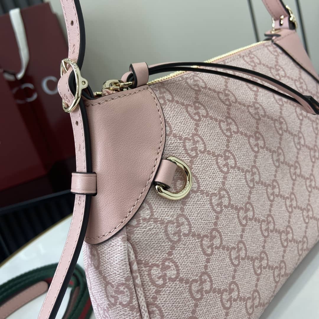 Gucci GG Emblem Small Pink Shoulder Bag 815218_5_164116 Gucci GG Emblem Small Pink Shoulder Bag 815218