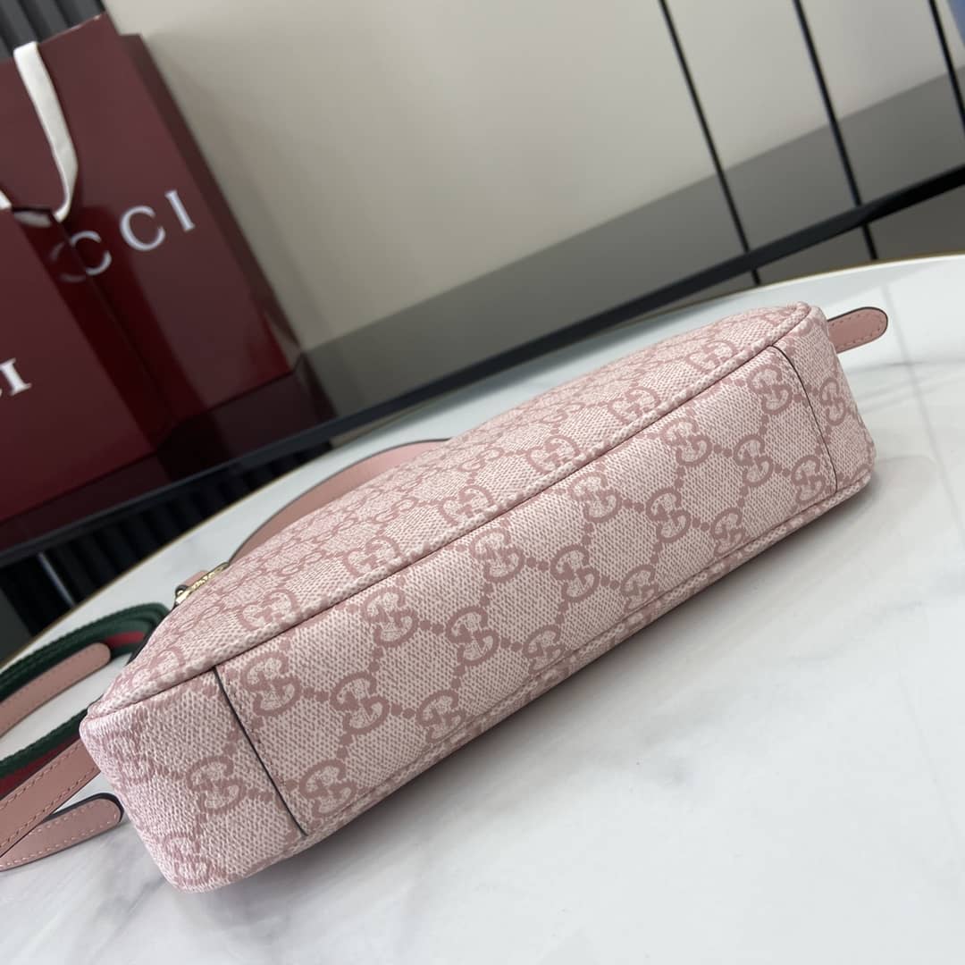 Gucci GG Emblem Small Pink Shoulder Bag 815218_6_164116 Gucci GG Emblem Small Pink Shoulder Bag 815218